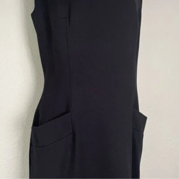 Gabby Skye black cream ruffle embellished‎ neck shift dress 10 pockets - Picture 6 of 11